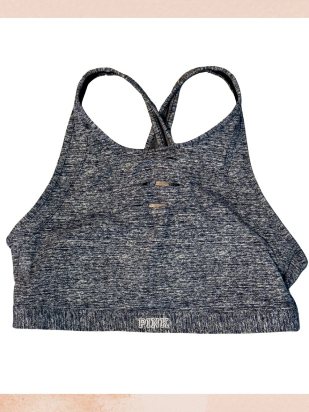Victoria's Secret PINK Dark Gray Spacedye Crossback Sports Bra